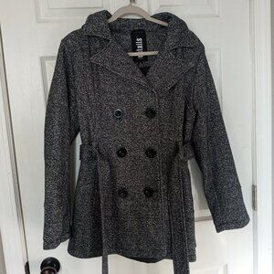 d.e.t.a.i.l.s. INTL pea coat, medium sized, black and white marled